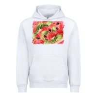 White watermelon strawberry kiwi background Urban Hoodie - BarkalooDesign
