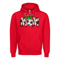 Red Soccer Mom Zipper Hoodie - CowhideDigitalArt