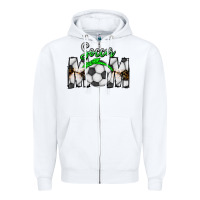 White Soccer Mom Zipper Hoodie - CowhideDigitalArt