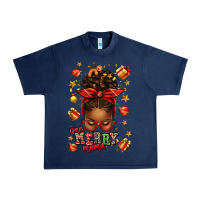 Navy one merry mama christmas afro messy bun Urban Heavy Tee - texasbilliewilder