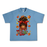Pebble Blue one merry mama christmas afro messy bun Urban Heavy Tee - texasbilliewilder