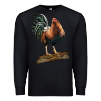 Black american game rooster standing Premium Sweatshirt - LillyAllenDesigns