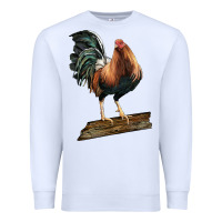 White american game rooster standing Premium Sweatshirt - LillyAllenDesigns