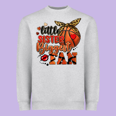 Little Sister Biggest Fan Basketball Heavyweight Sweatshirt Designed By Fadigitalartstudio