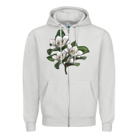 Dove Grey Magnolia Flower Illustration Zipper Hoodie - LillyAllenDesigns