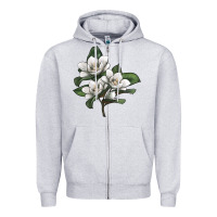 Heather Grey Magnolia Flower Illustration Zipper Hoodie - LillyAllenDesigns