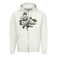Oatmeal Heather Magnolia Flower Illustration Zipper Hoodie - LillyAllenDesigns