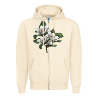 Sandshell Magnolia Flower Illustration Zipper Hoodie - LillyAllenDesigns