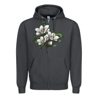 Smoke Magnolia Flower Illustration Zipper Hoodie - LillyAllenDesigns