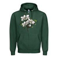 Sports Green Magnolia Flower Illustration Zipper Hoodie - LillyAllenDesigns