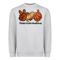 Heather Grey Peace Love Basketball Heavyweight Sweatshirt - FaDigitalArtStudio