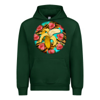 Forest Green banana and strawberries with tiger pattern Urban Hoodie - BarkalooDesign