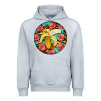 Heather Grey banana and strawberries with tiger pattern Urban Hoodie - BarkalooDesign