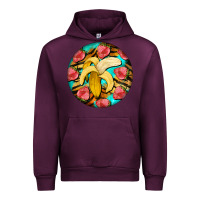 Mauve Wine banana and strawberries with tiger pattern Urban Hoodie - BarkalooDesign