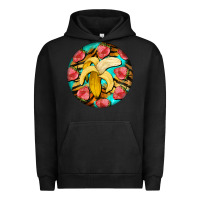 Pigment Black banana and strawberries with tiger pattern Urban Hoodie - BarkalooDesign