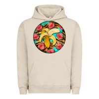 Pigment French Oak banana and strawberries with tiger pattern Urban Hoodie - BarkalooDesign
