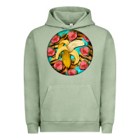 Pigment Oil Green banana and strawberries with tiger pattern Urban Hoodie - BarkalooDesign