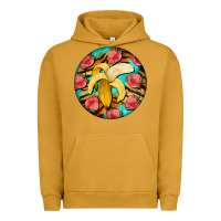 Pigment Peanut Butter banana and strawberries with tiger pattern Urban Hoodie - BarkalooDesign