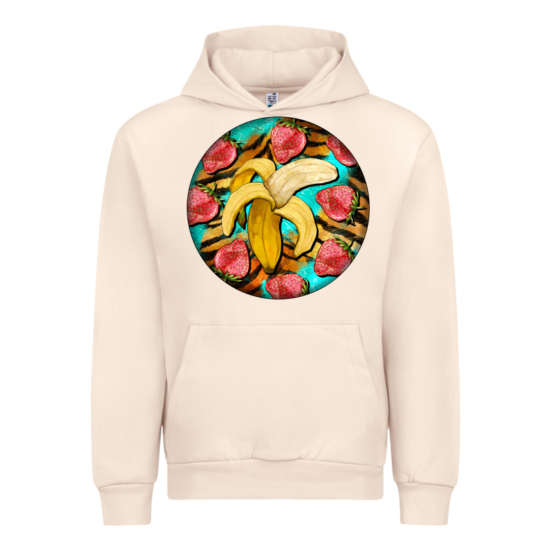 Banana And Strawberries With Tiger Pattern Urban Hoodie by BarkalooDesign | Teevron