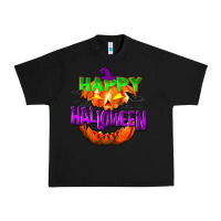 Black Happy Halloween Urban Heavy Tee - NancyCooperArtShop