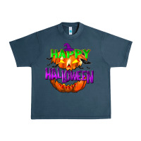 Midnight Navy Happy Halloween Urban Heavy Tee - NancyCooperArtShop