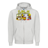 Dove Grey Softball Mama Zipper Hoodie - CowhideDigitalArt
