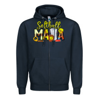 Navy Softball Mama Zipper Hoodie - CowhideDigitalArt