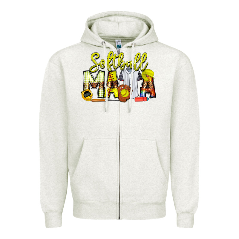 Softball Mama Zipper Hoodie by CowhideDigitalArt | Teevron