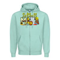 Seafoam Softball Mama Zipper Hoodie - CowhideDigitalArt