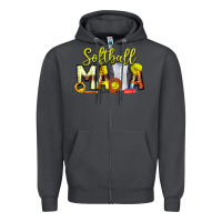 Smoke Softball Mama Zipper Hoodie - CowhideDigitalArt