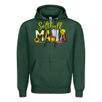 Sports Green Softball Mama Zipper Hoodie - CowhideDigitalArt