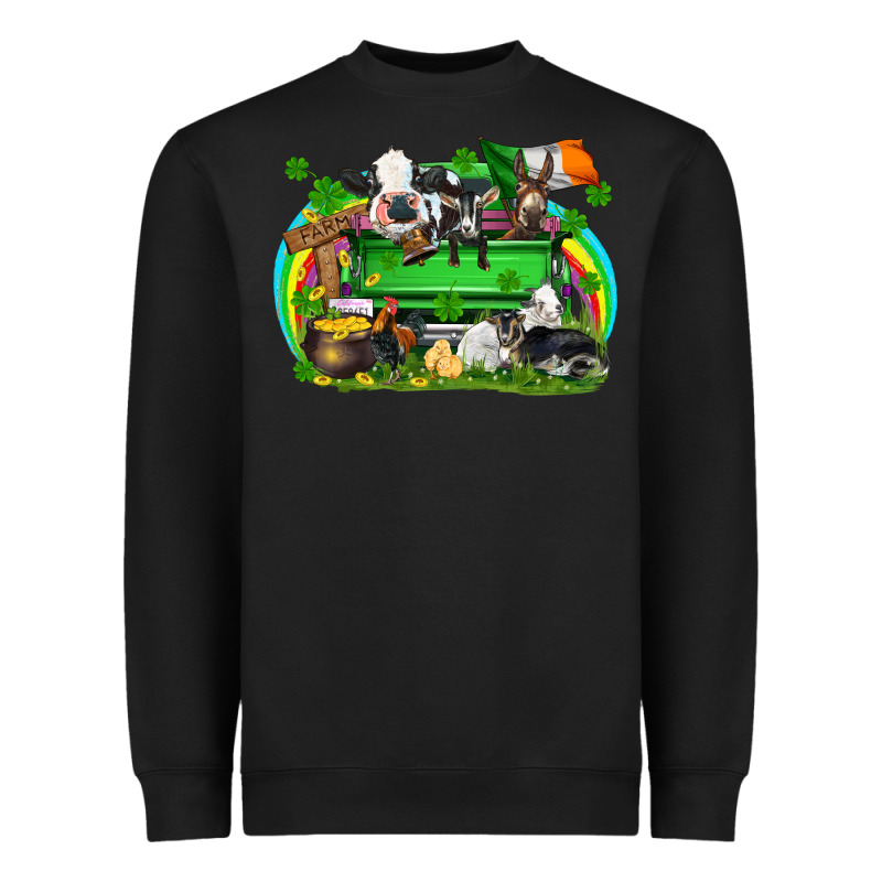 St. Patrick's Day Farm Animal Truck Heavyweight Sweatshirt by FaDigitalArtStudio | Teevron