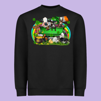 St. Patrick's Day Farm Animal Truck Heavyweight Sweatshirt Designed By Fadigitalartstudio