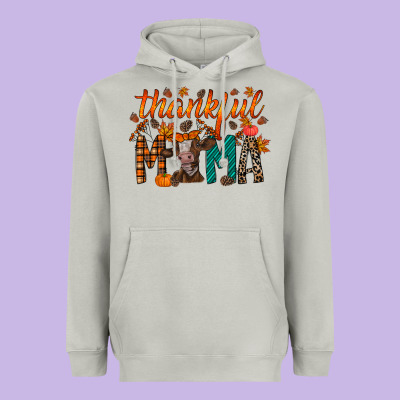 Thankful Mama Cow Heavyweight Hoodie Designed By Racoondesign
