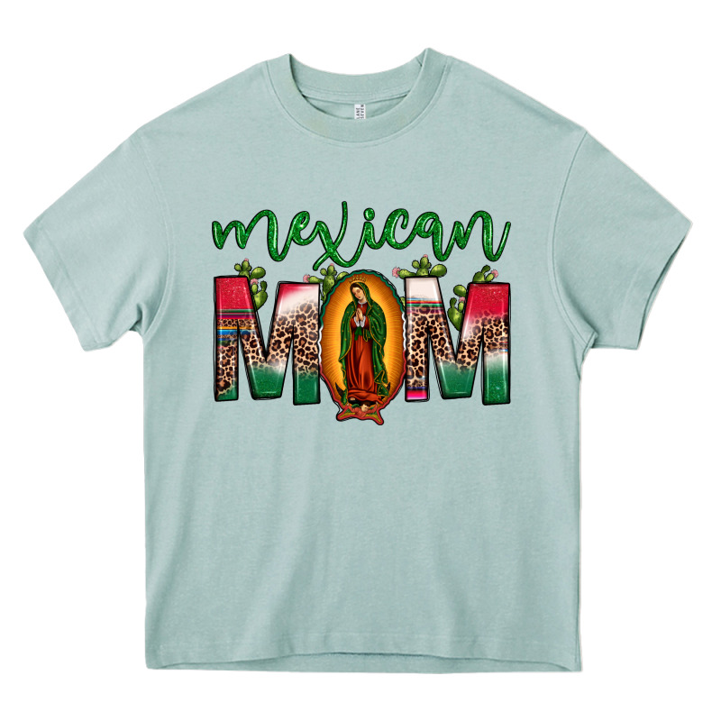 Mexican Mom Our Lady Of Guadalupe Leopard Heavy Core Tee by JahusDesignShop | Teevron