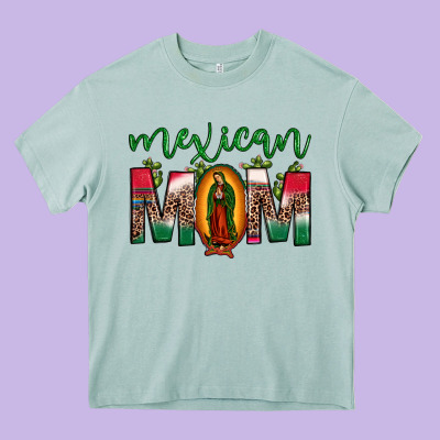 Mexican Mom Our Lady Of Guadalupe Leopard Heavy Core Tee Designed By Jahusdesignshop
