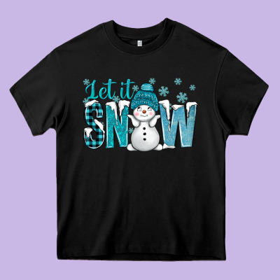 Let It Snow With Cute Snowman Bbs Heavy Core Tee Designed By Bundleandbundleshop