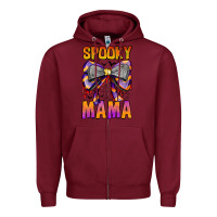 Burgundy Spooky Mama Zipper Hoodie - CowhideDigitalArt