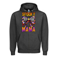 Charcoal Heather Spooky Mama Zipper Hoodie - CowhideDigitalArt