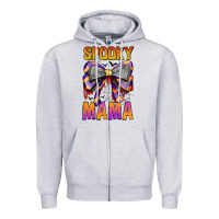Heather Grey Spooky Mama Zipper Hoodie - CowhideDigitalArt