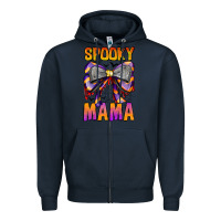 Navy Spooky Mama Zipper Hoodie - CowhideDigitalArt