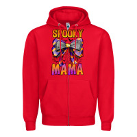 Red Spooky Mama Zipper Hoodie - CowhideDigitalArt