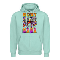 Seafoam Spooky Mama Zipper Hoodie - CowhideDigitalArt