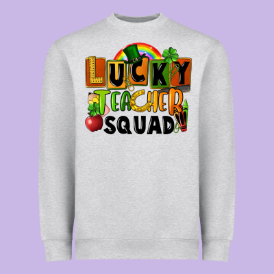 Lucky Teacher Squad St. Patricks Day Heavyweight Sweatshirt Designed By Fadigitalartstudio