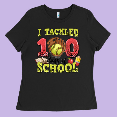 I Tackled Days Of School Softball Ladies Tee Designed By Lillyallendesigns