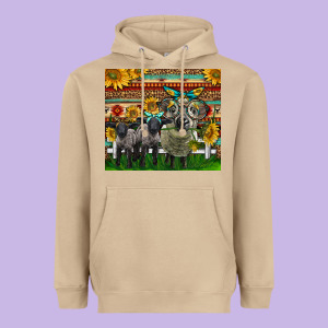 Western Cute Hampshire Sheep Family Heavyweight Hoodie Designed By Lillyallendesigns