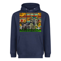 Navy Western Cute Hampshire Sheep Family Heavyweight Hoodie - LillyAllenDesigns