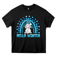 Black hello winter rainbow with snowman bbs Heavy Core Tee - BundleAndBundleShop