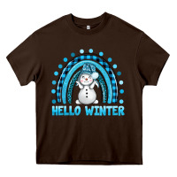 Chocolate Brown hello winter rainbow with snowman bbs Heavy Core Tee - BundleAndBundleShop