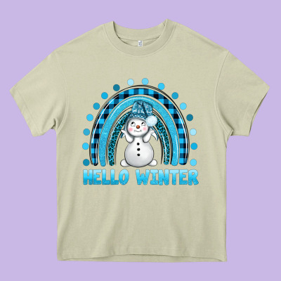 Hello Winter Rainbow With Snowman Bbs Heavy Core Tee Designed By Bundleandbundleshop